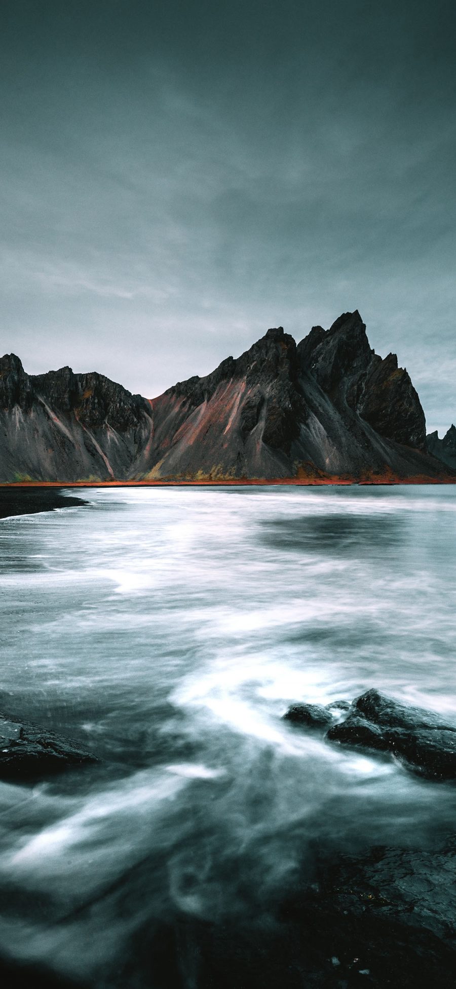 [2436×1125]山峰 悬崖 海景 海水 苹果手机壁纸图片