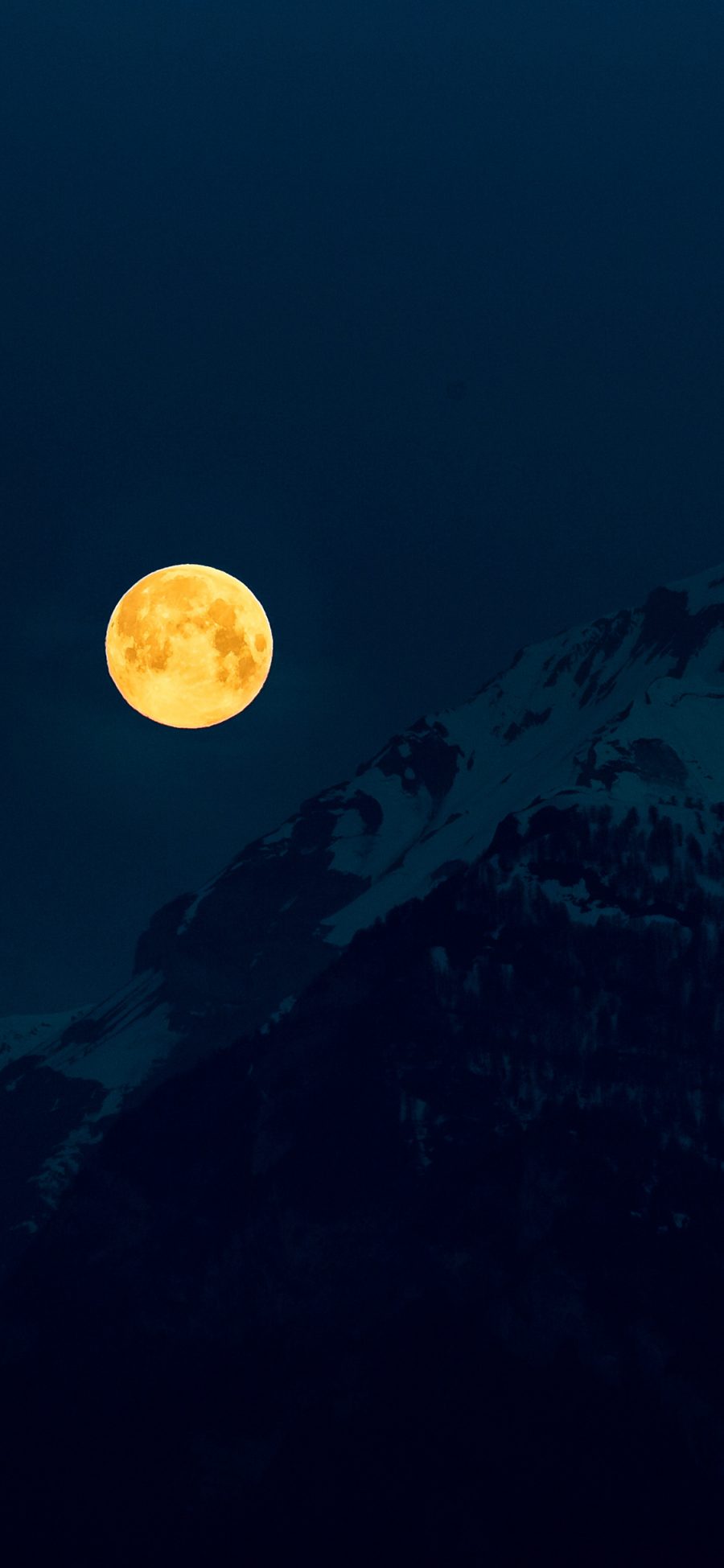 [2436×1125]山峰 雪山 夜景 月亮 苹果手机壁纸图片