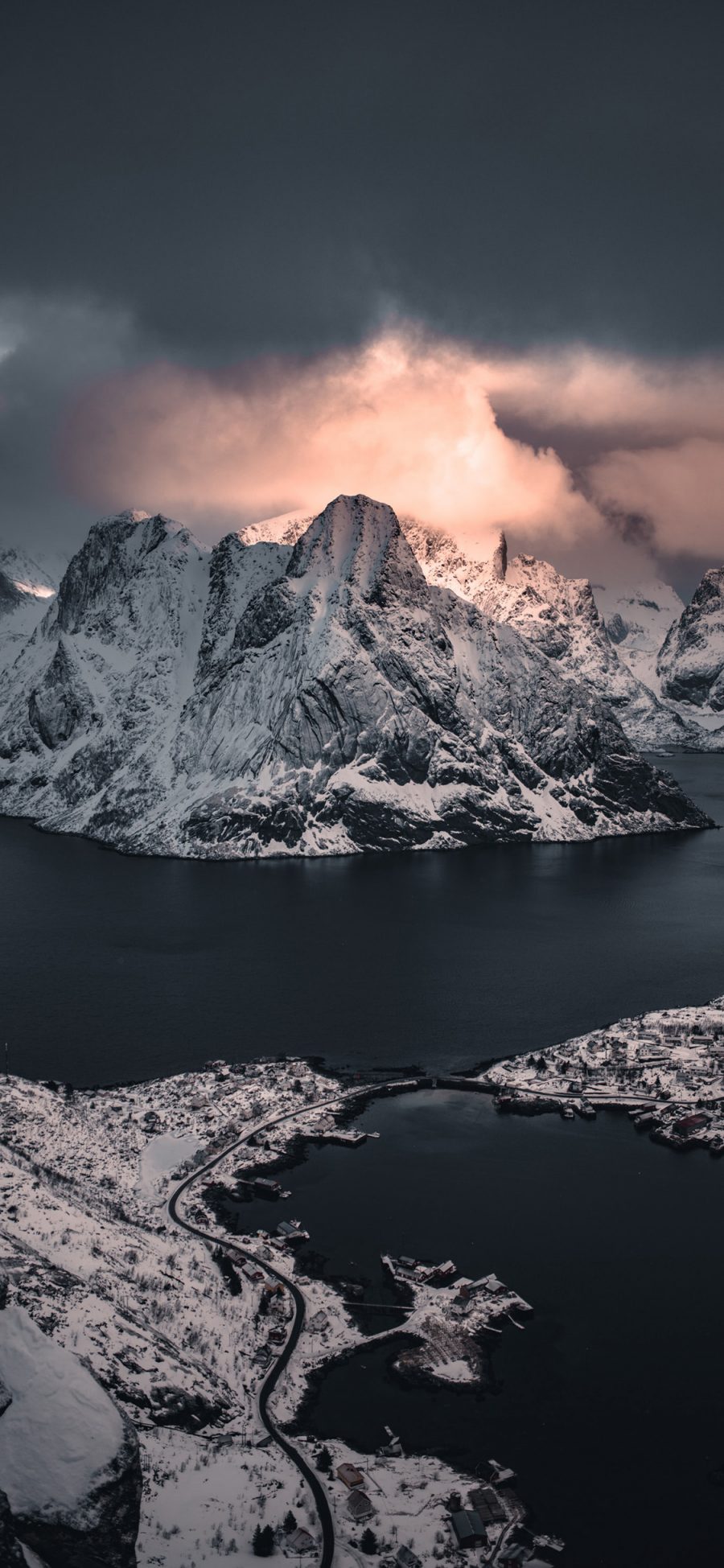 [2436×1125]山峰河流 雪山 壮观 自然 苹果手机壁纸图片