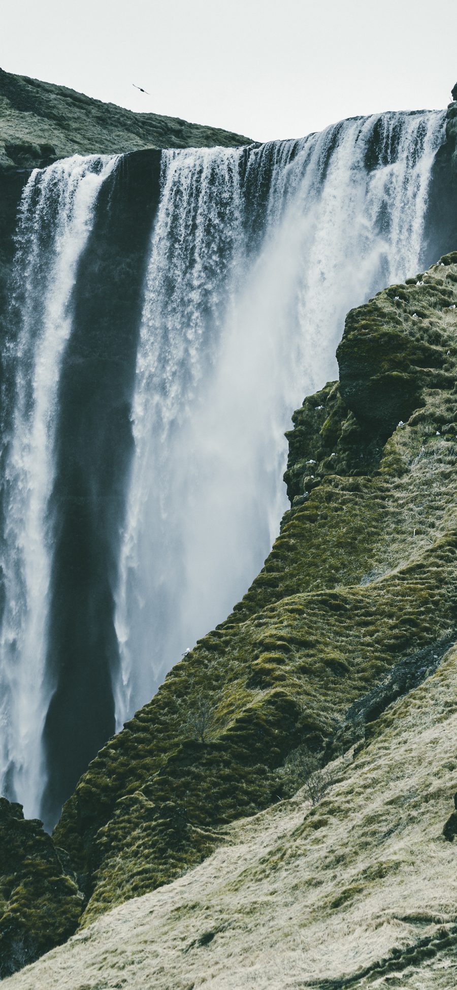 [2436×1125]山水 瀑布 景色 高处 苹果手机壁纸图片