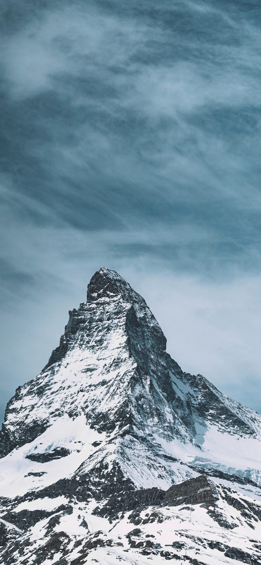 [2436×1125]山顶 峭壁 雪季 雪峰 苹果手机壁纸图片