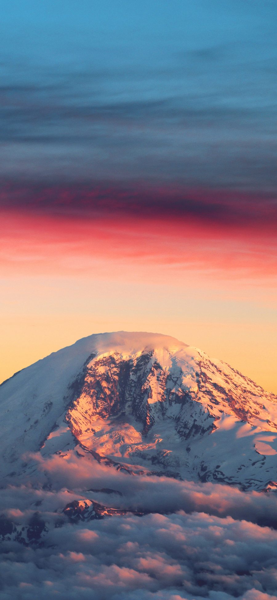 [2436×1125]山顶 景色 云层 雪顶 苹果手机壁纸图片