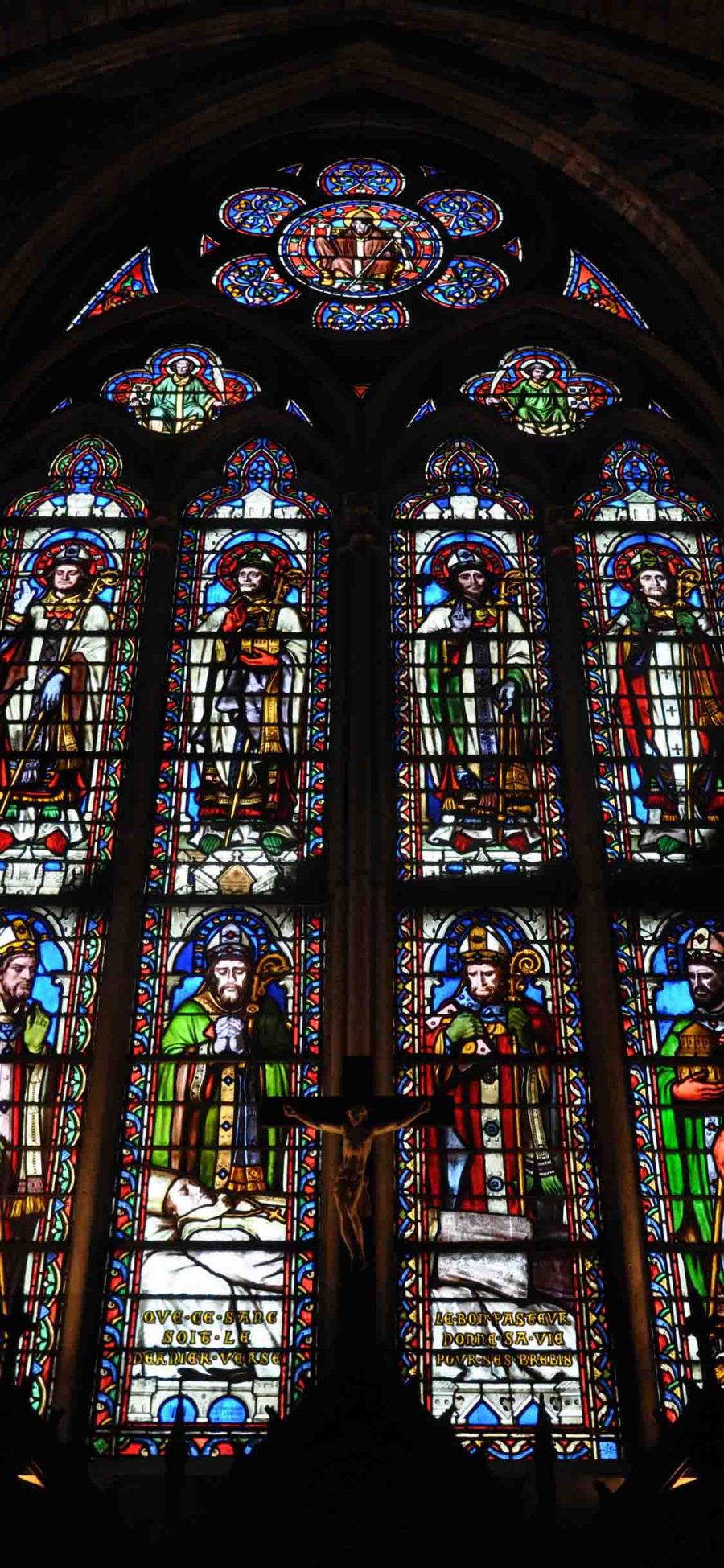 [2436×1125]巴黎圣母院 玫瑰花窗 玻璃 彩绘 法国 宗教 苹果手机壁纸图片