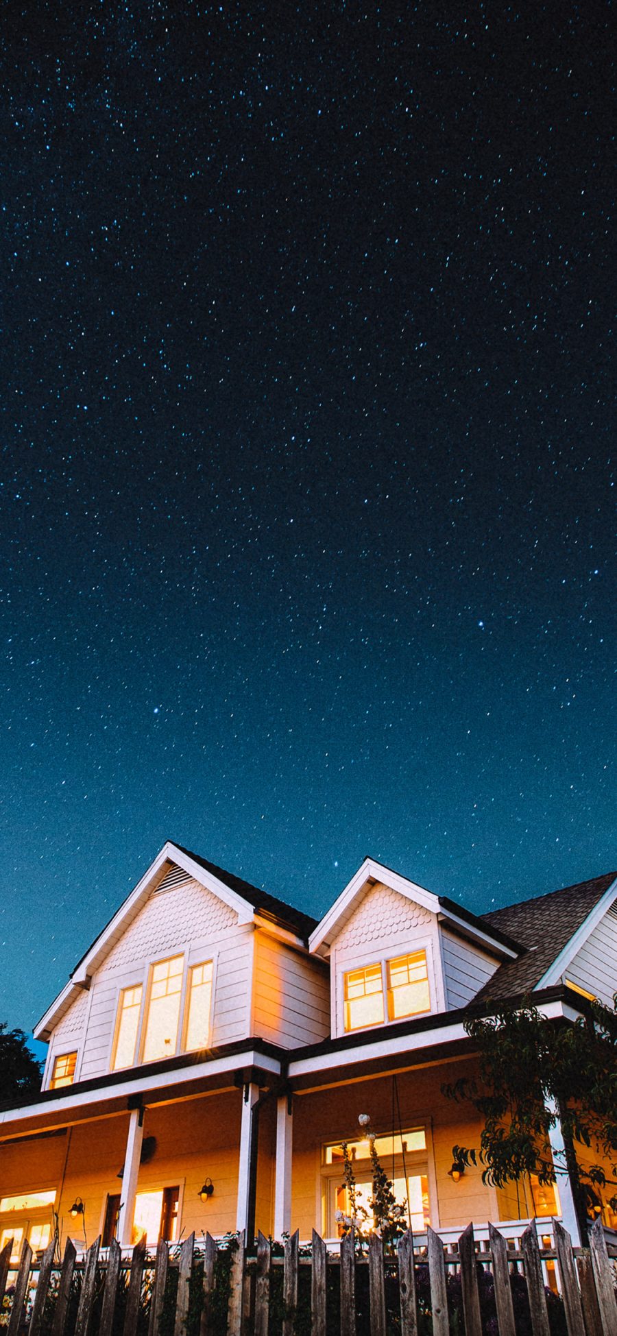 [2436×1125]建筑 房屋 星空 夜晚 苹果手机壁纸图片