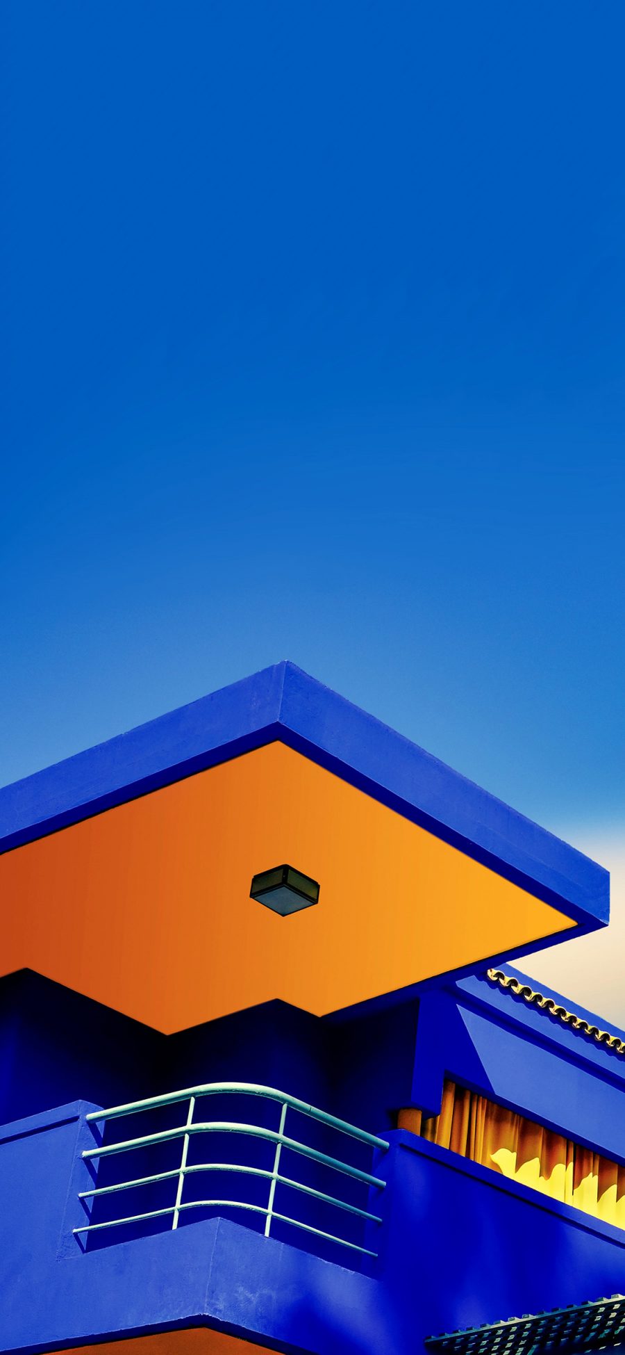 [2436×1125]建筑 楼房 蓝色 四方 苹果手机壁纸图片