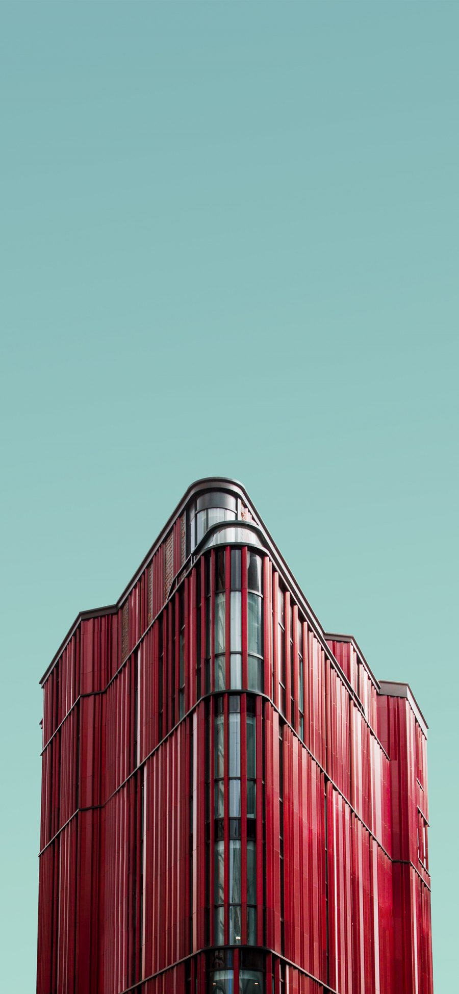 [2436×1125]建筑 现代 线条 楼房 红色 苹果手机壁纸图片