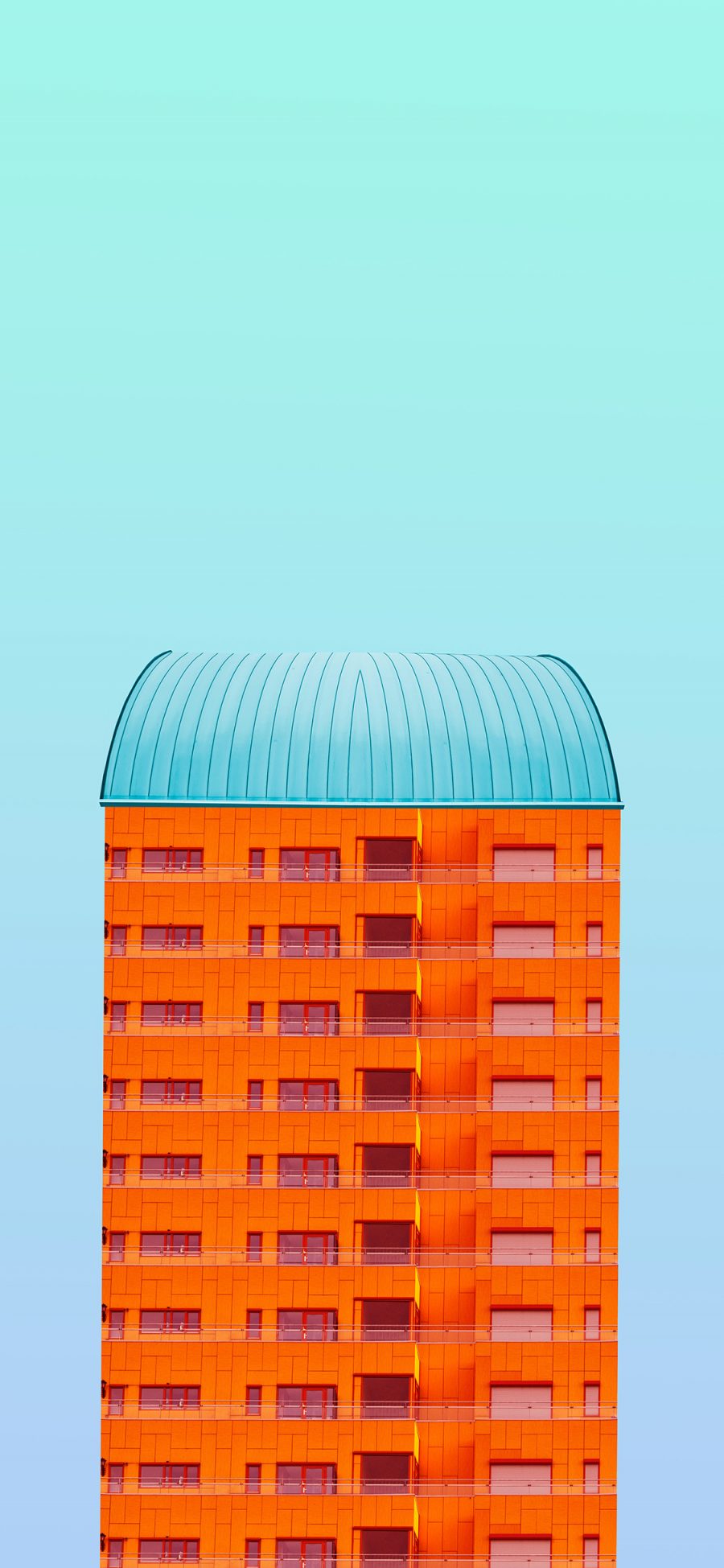 [2436×1125]建筑 高楼 橙色 设计 苹果手机壁纸图片