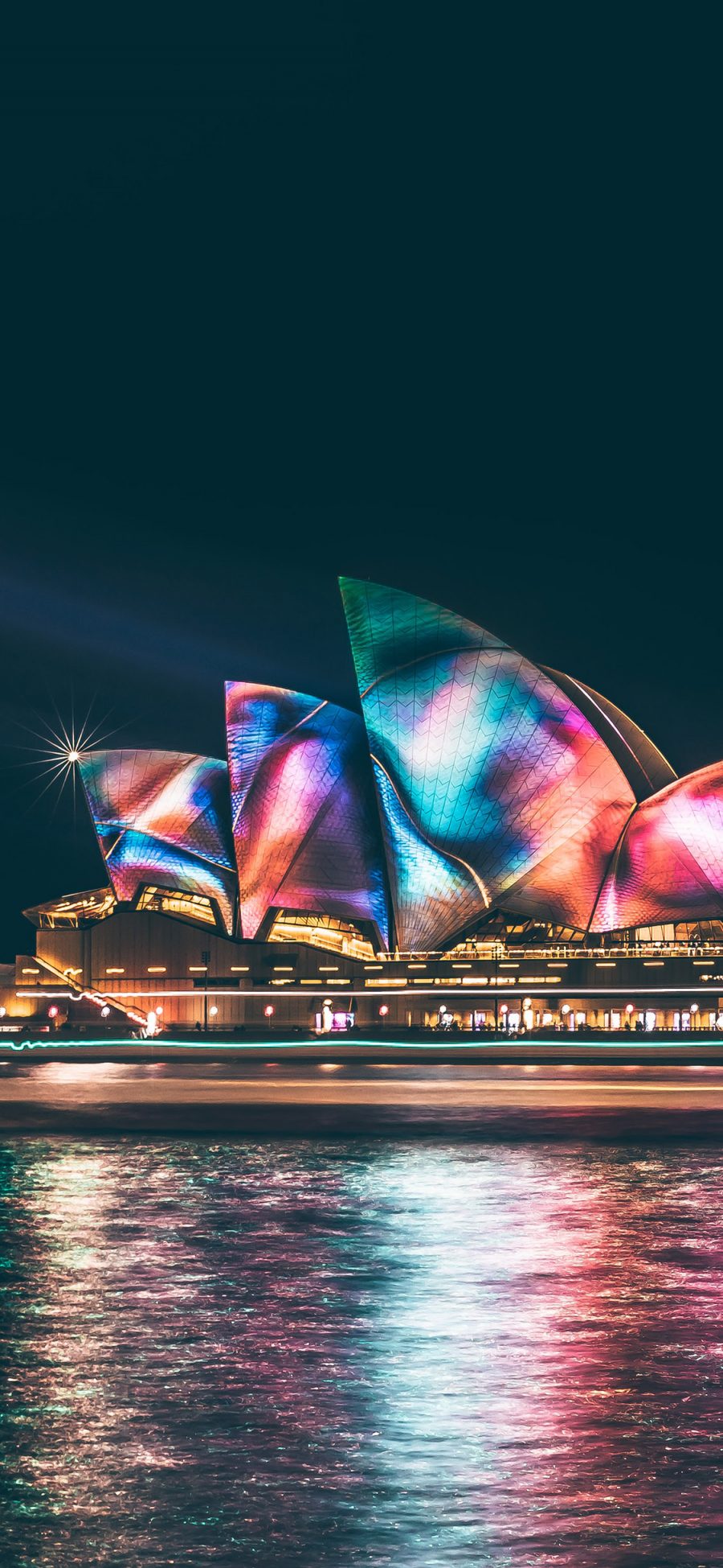 [2436×1125]悉尼歌剧院 建筑 夜晚  唯美 苹果手机壁纸图片