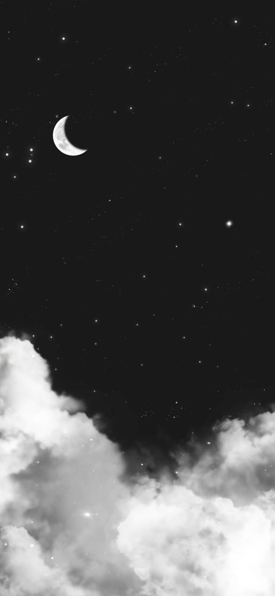 [2436×1125]星空 夜晚 月亮 云朵 黑暗 苹果手机壁纸图片