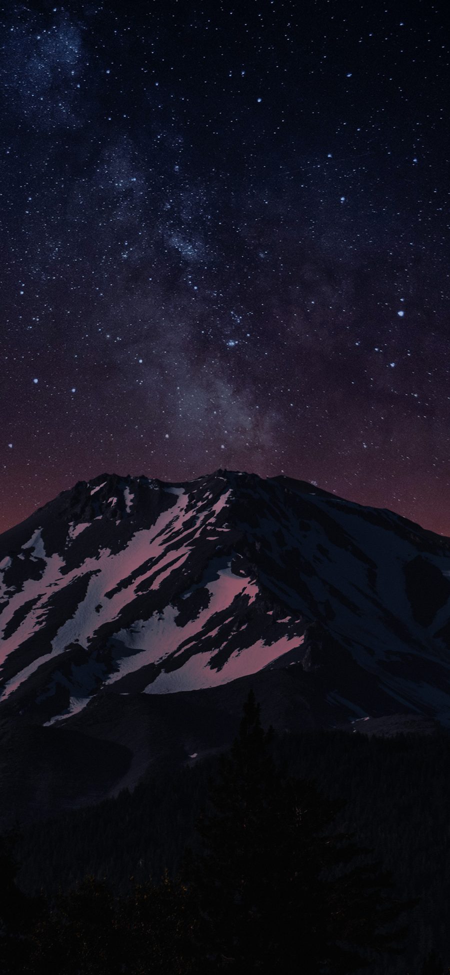 [2436×1125]星空 夜景 山峰 白雪 苹果手机壁纸图片