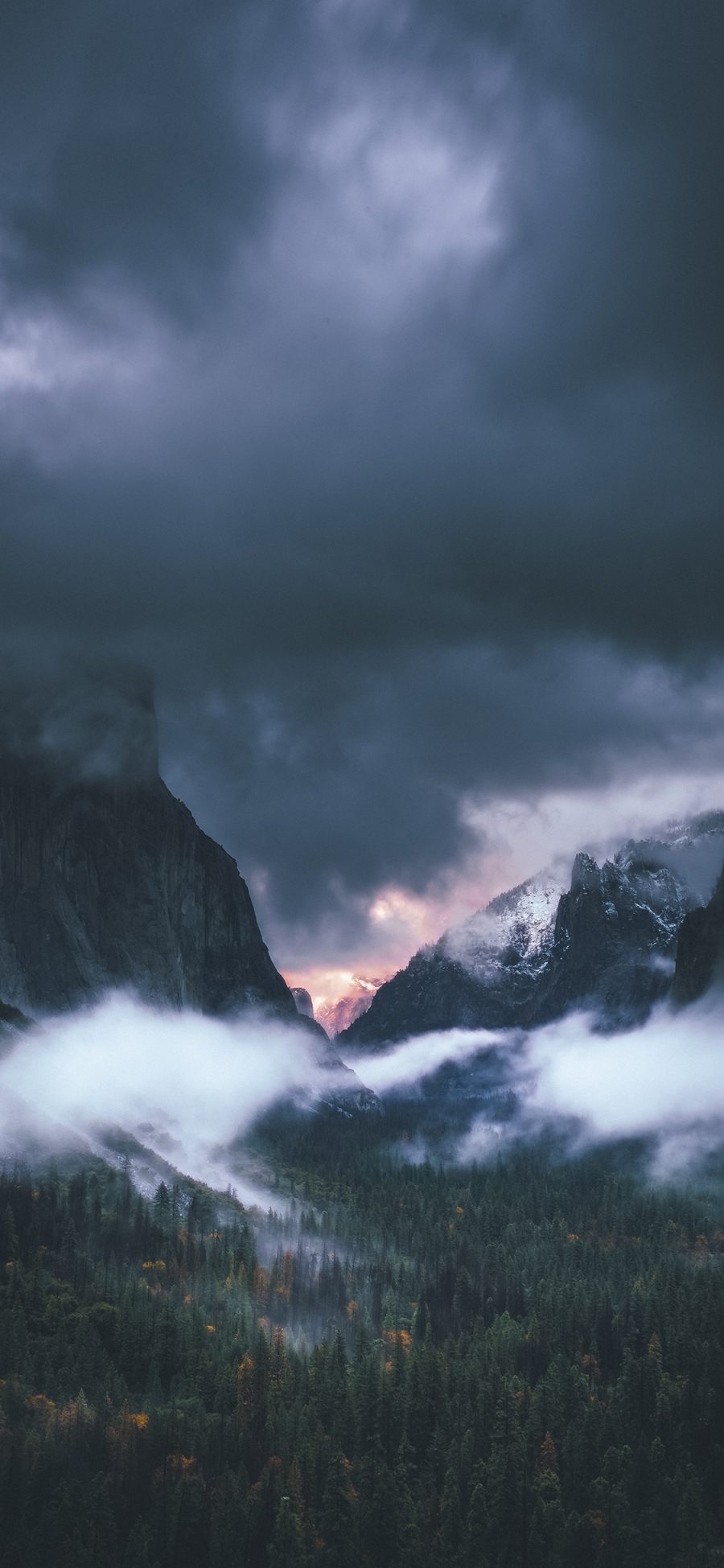 [2436×1125]景色 云层 群山 乌云 苹果手机壁纸图片