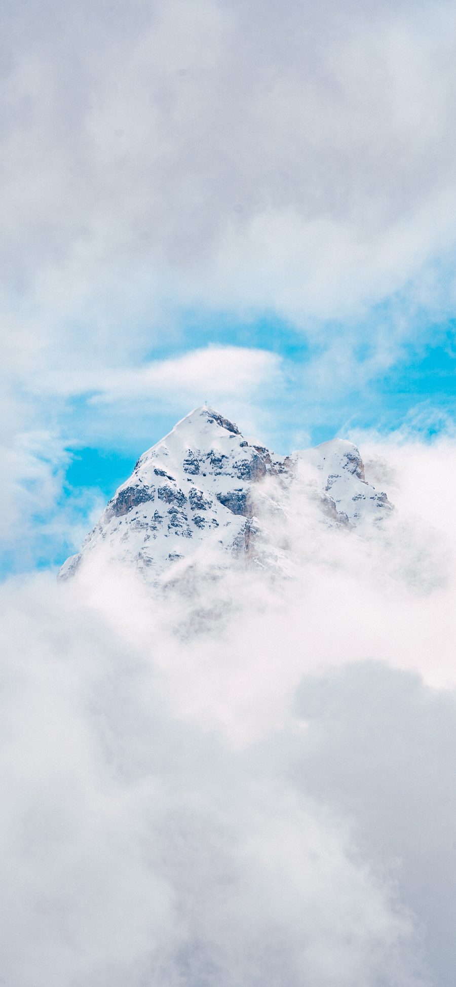 [2436×1125]景色 山顶 云层 天空 蔚蓝 苹果手机壁纸图片