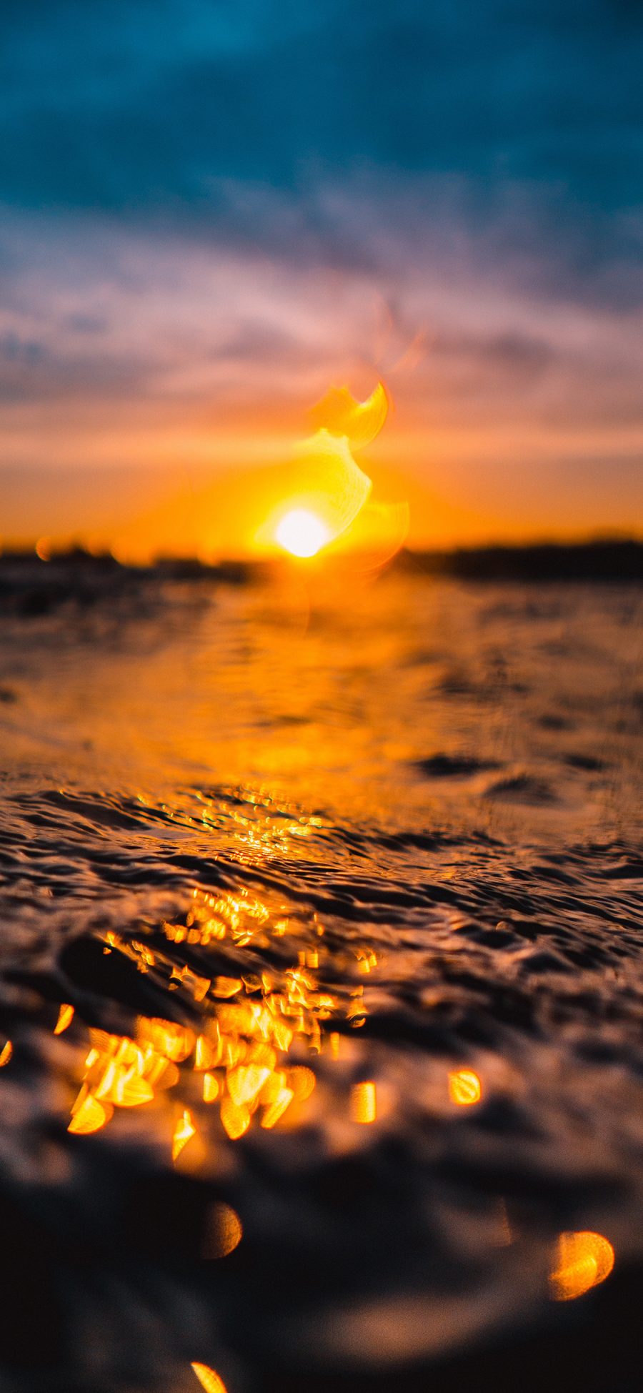 [2436×1125]景色 日落 海平面 夕阳 苹果手机壁纸图片