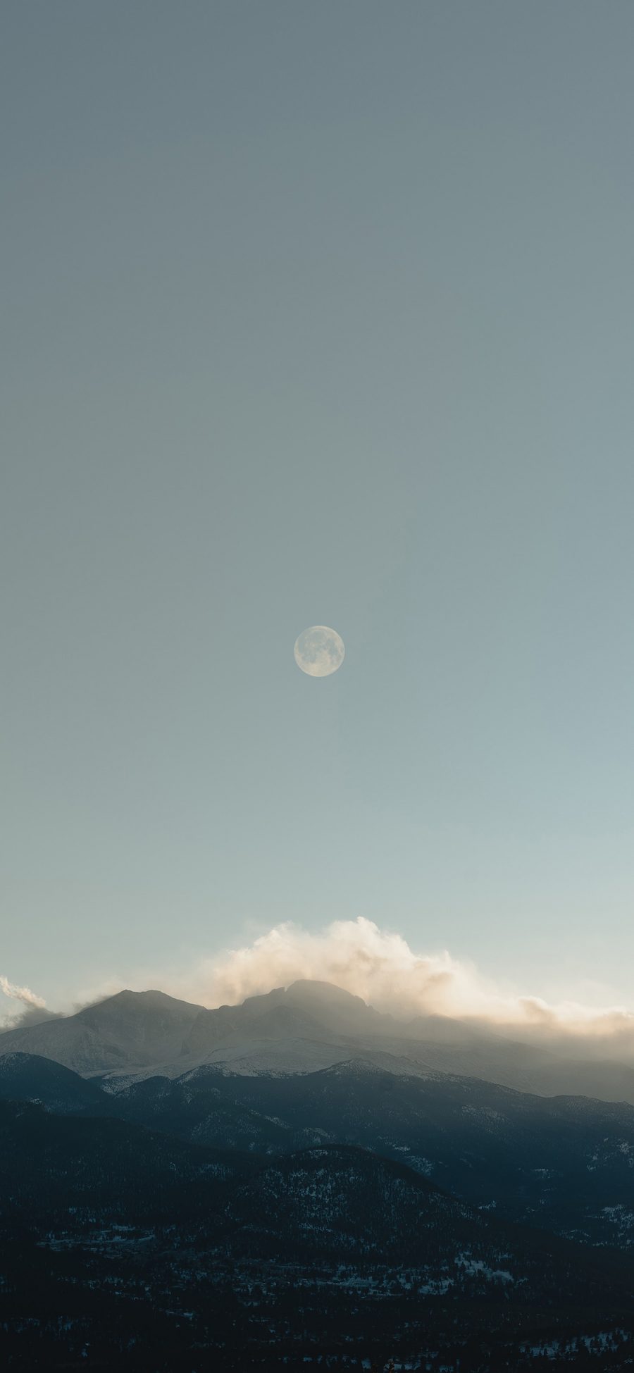 [2436×1125]景色 月亮 天空 群山 苹果手机壁纸图片