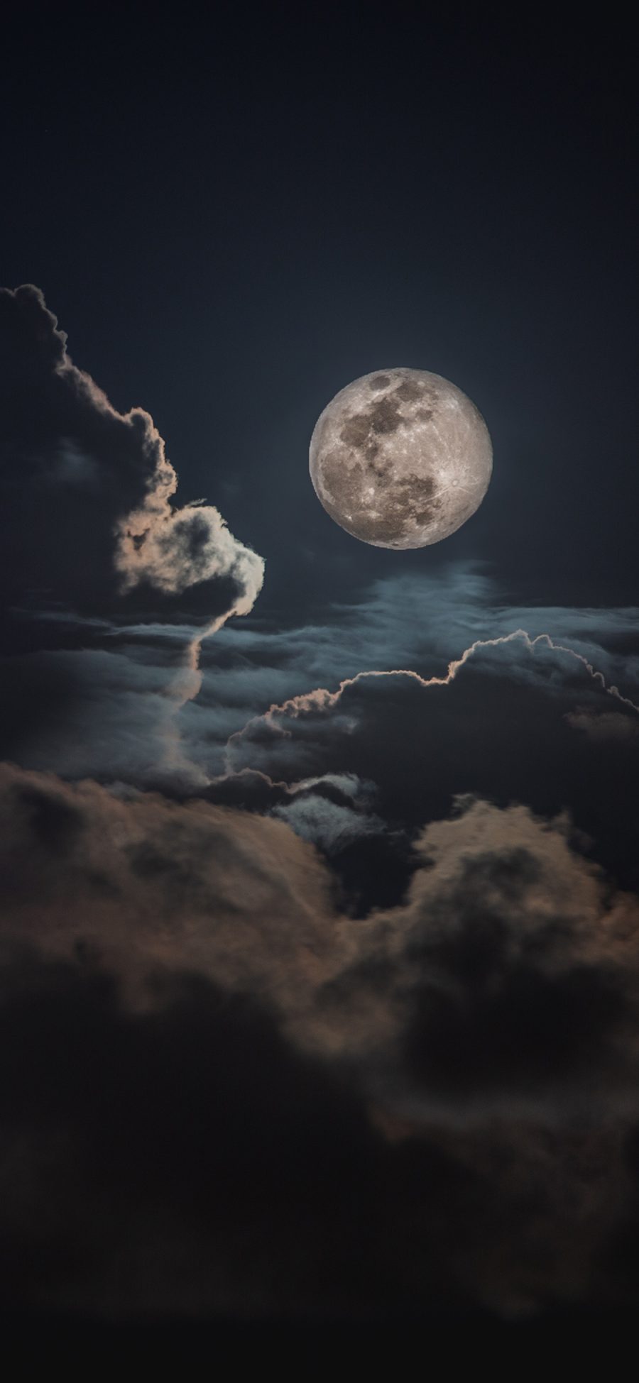 [2436×1125]月亮 云朵 夜晚 天空 苹果手机壁纸图片