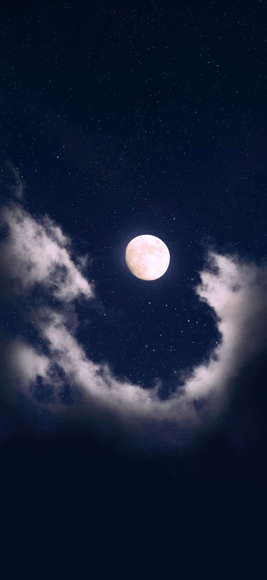 [2436×1125]月亮 夜晚 星空 璀璨 苹果手机壁纸图片