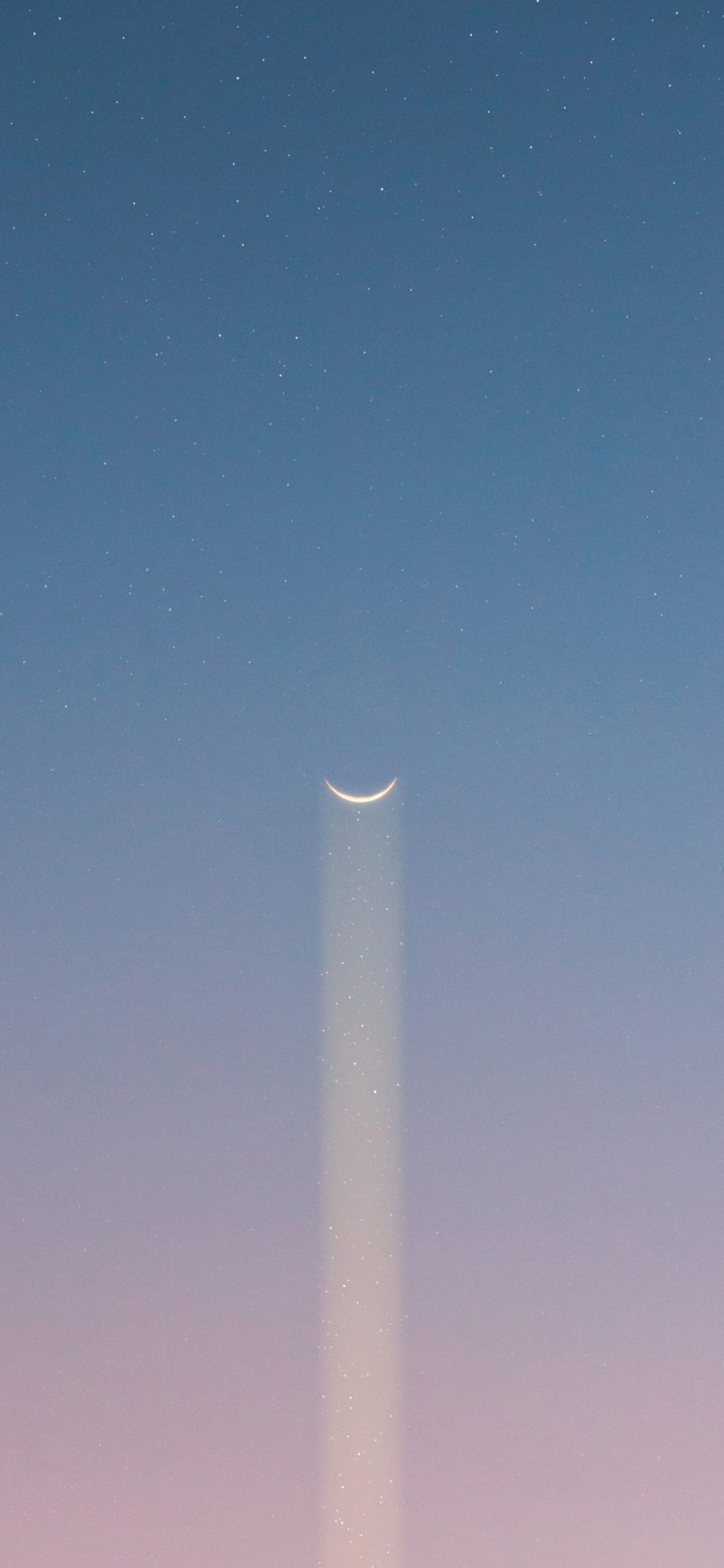 [2436×1125]月亮 月牙 夜空 渐变 星空 梦幻 苹果手机壁纸图片