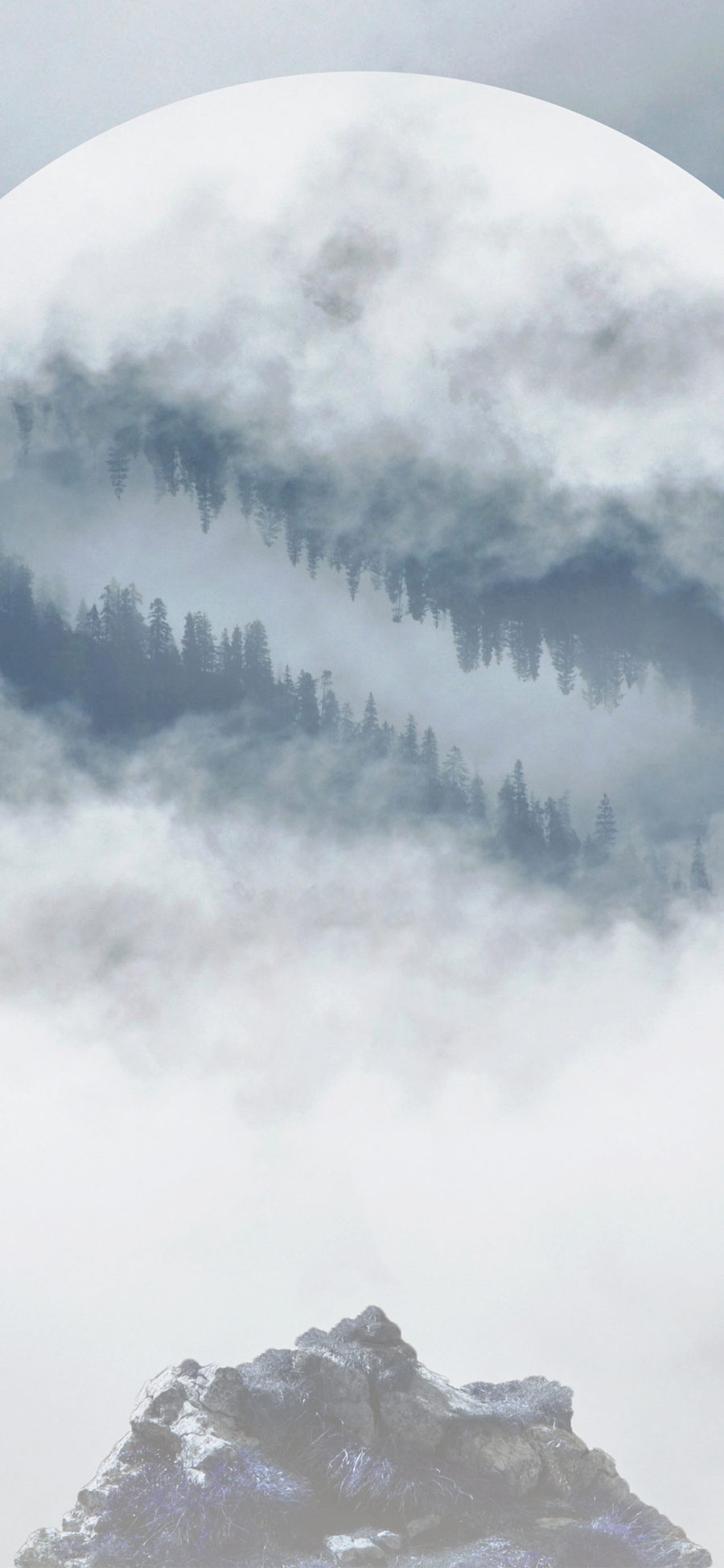 [2436×1125]月亮 月球 山 云雾 朦胧 苹果手机壁纸图片