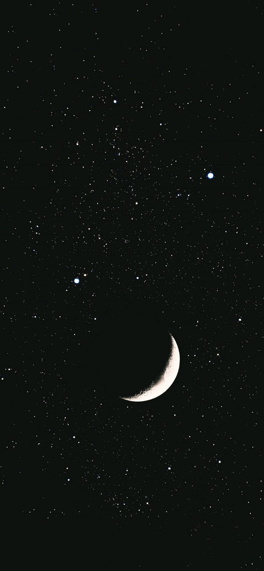 [2436×1125]月亮 黑色 星空 夜晚 月牙 苹果手机壁纸图片