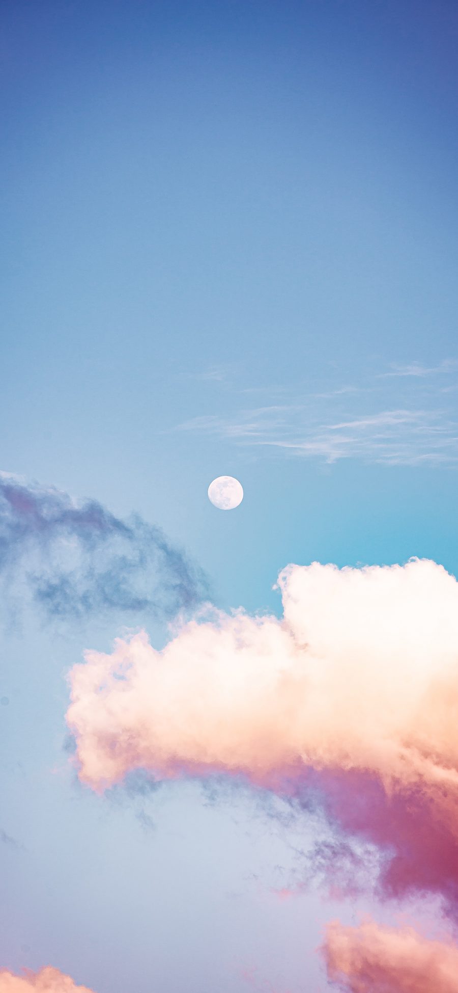 [2436×1125]月球 月亮 蓝天 云彩 苹果手机壁纸图片