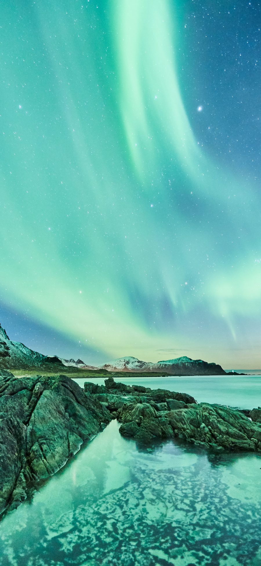 [2436×1125]极光 星空 璀璨 极地 苹果手机壁纸图片