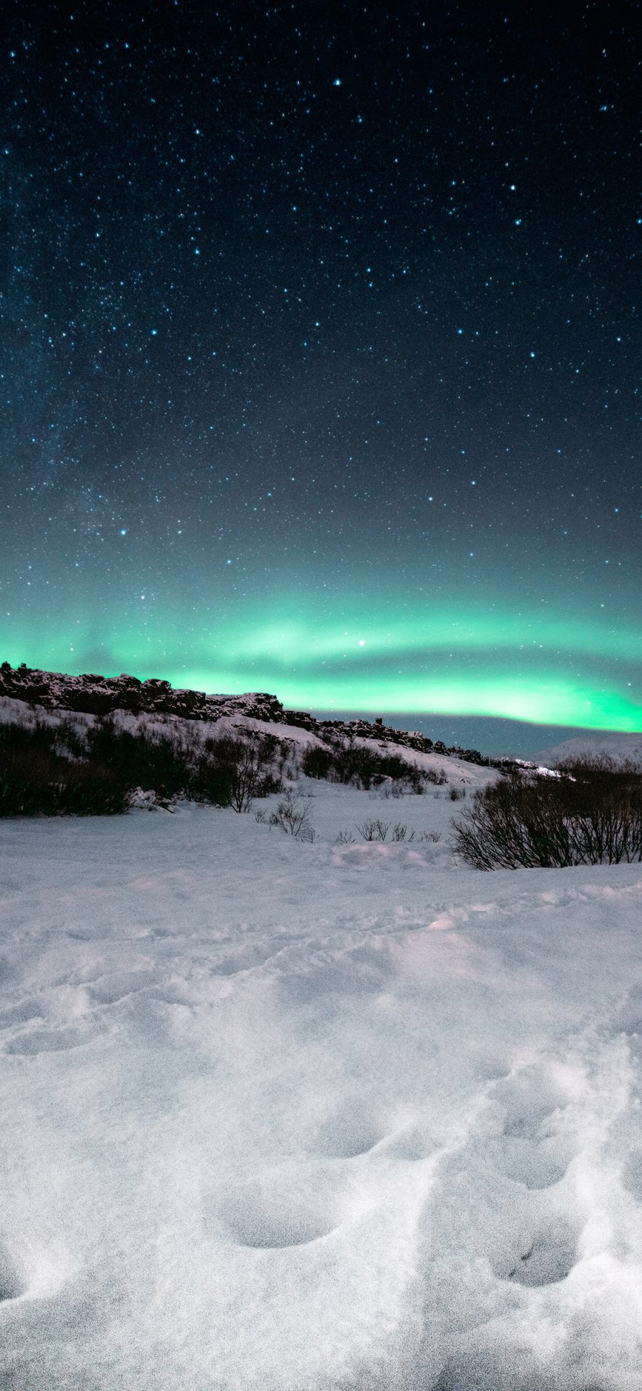 [2436×1125]极光 雪地 星空 唯美 极地 苹果手机壁纸图片