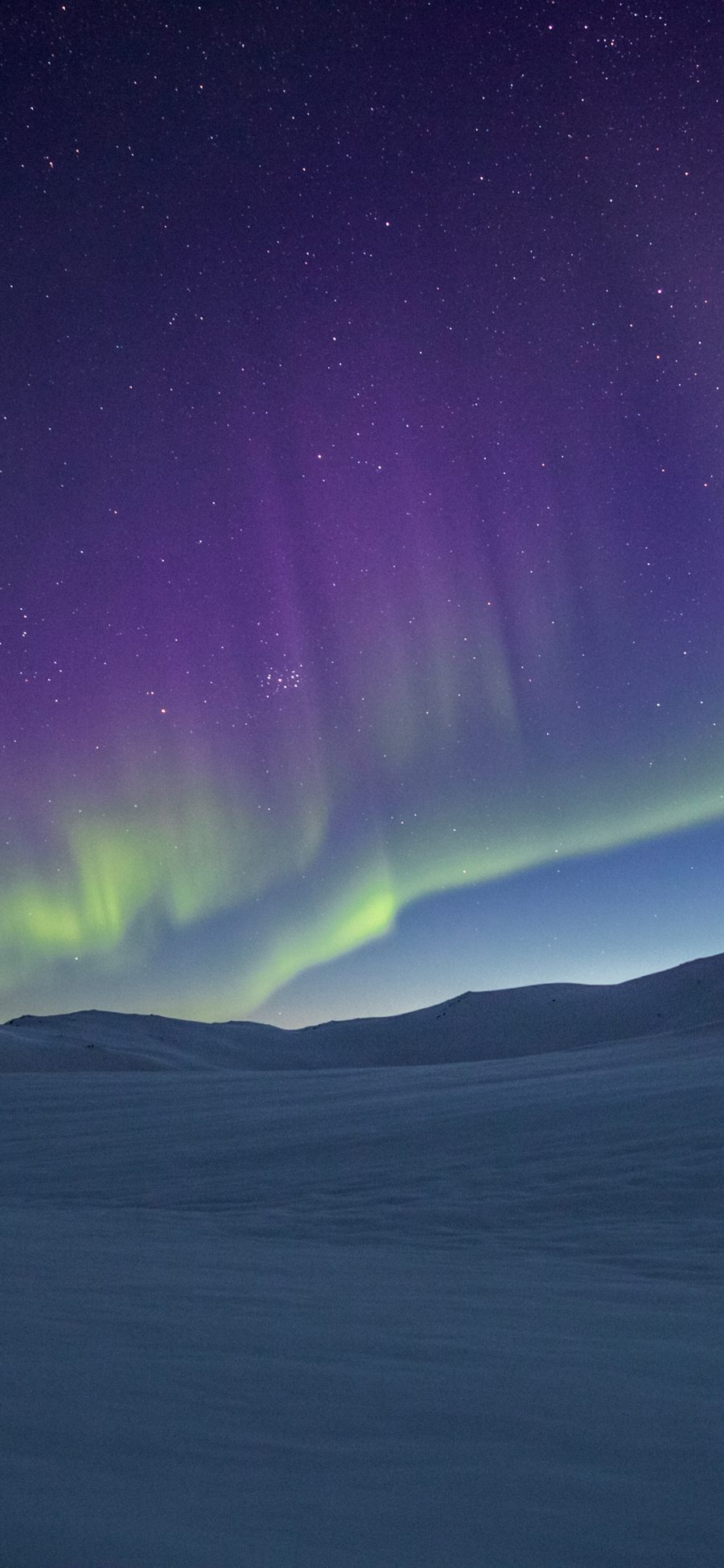 [2436×1125]极光 雪地 自然 天文现象 夜晚 苹果手机壁纸图片