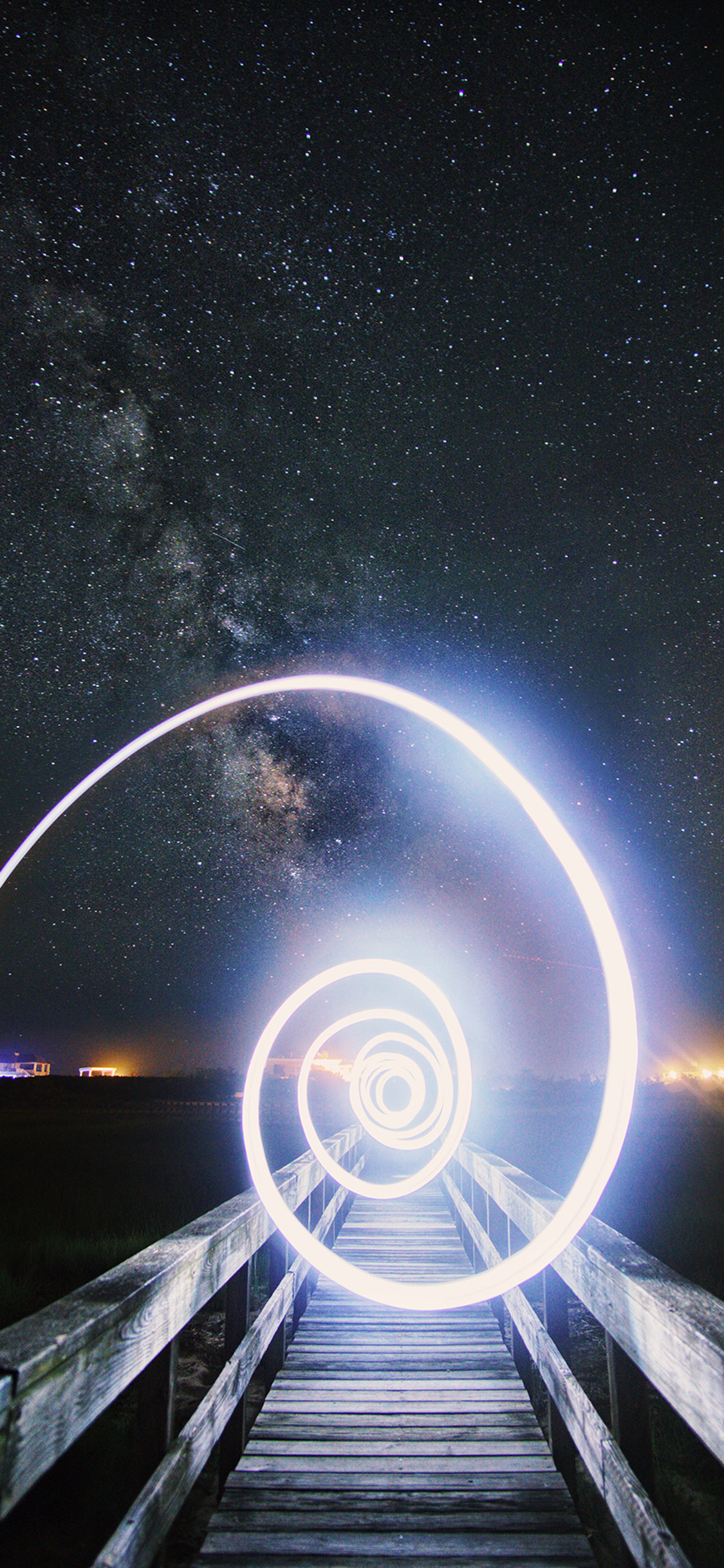 [2436×1125]桥梁 星空 线条 炫酷 苹果手机壁纸图片