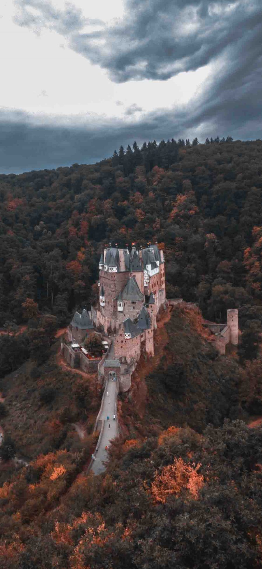 [2436×1125]森林 城堡 欧式建筑 梦幻 苹果手机壁纸图片