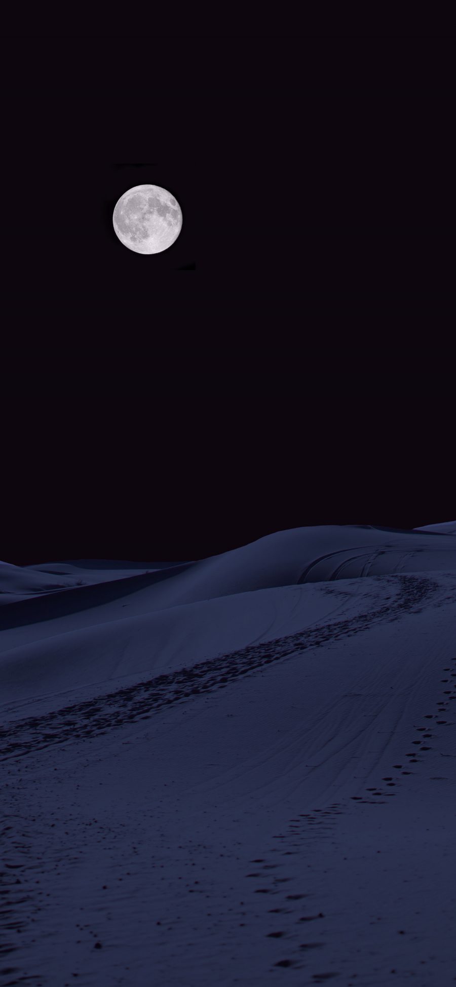 [2436×1125]沙漠 夜晚 月亮 圆月 黑暗 苹果手机壁纸图片