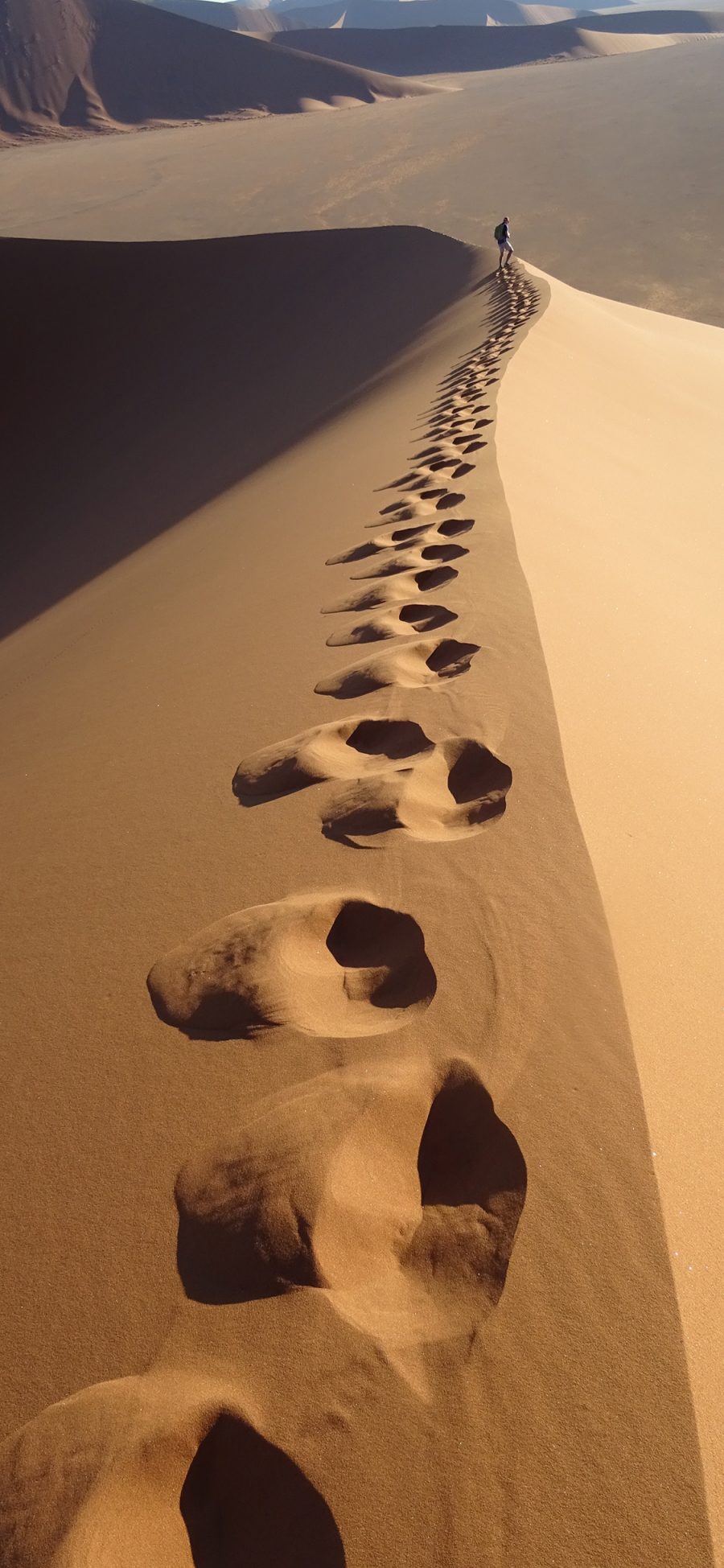 [2436×1125]沙漠 荒芜 脚印 黄沙 苹果手机壁纸图片