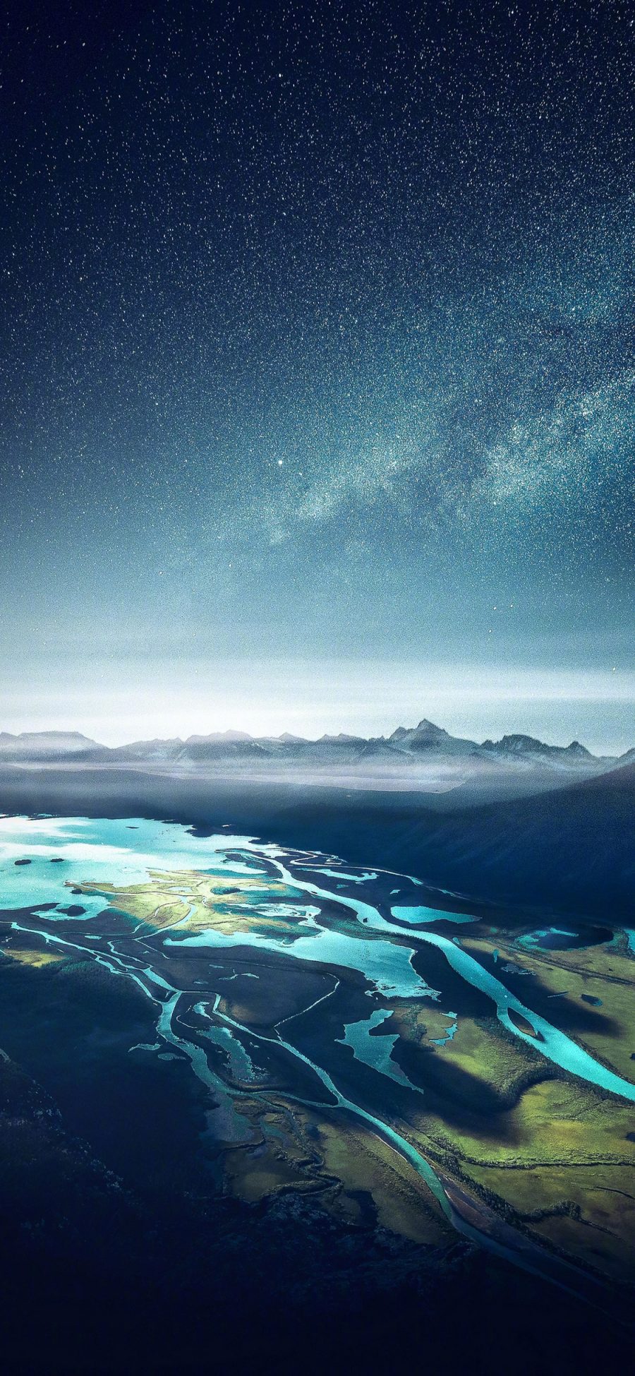 [2436×1125]河流 山河胡海 大自然 星空 苹果手机壁纸图片