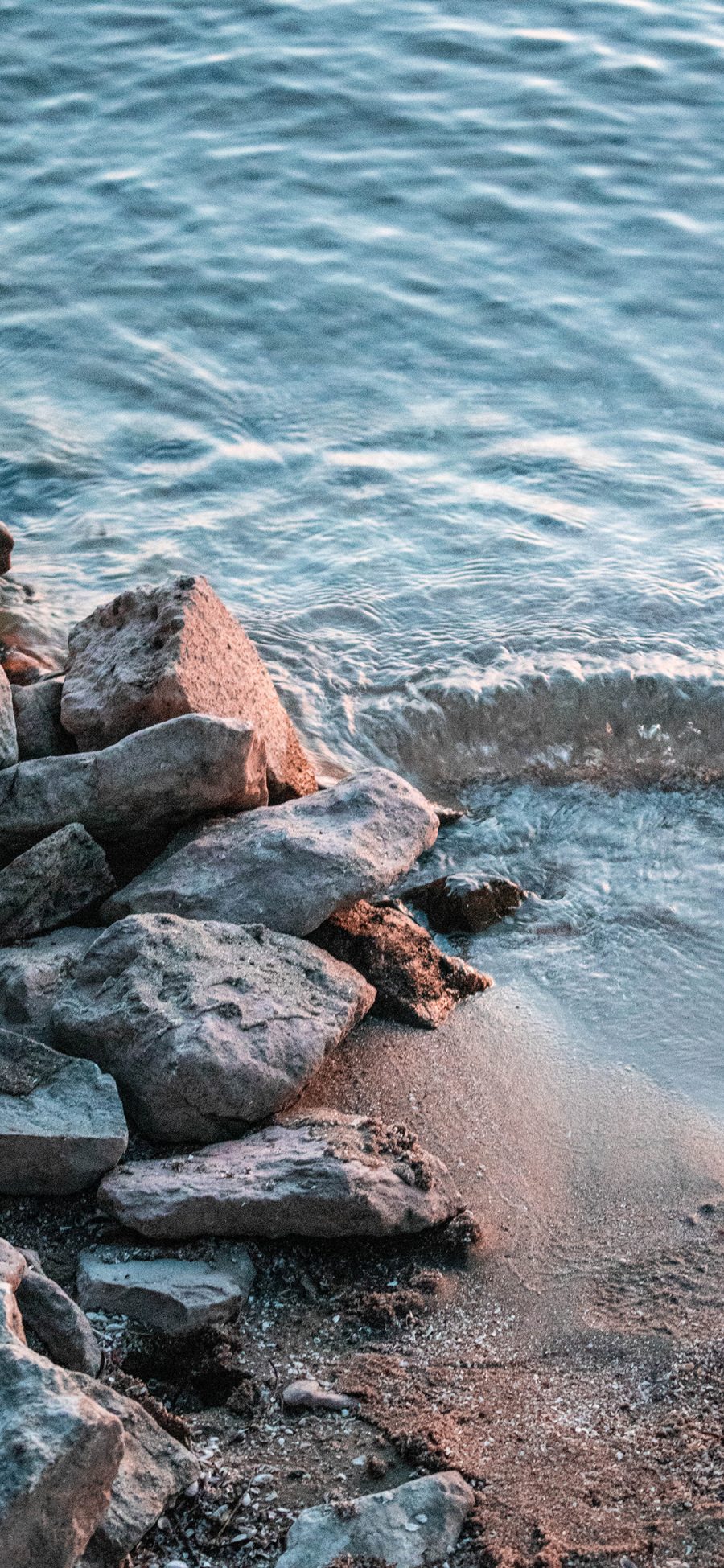 [2436×1125]流水 岩石 流沙 水流 苹果手机壁纸图片