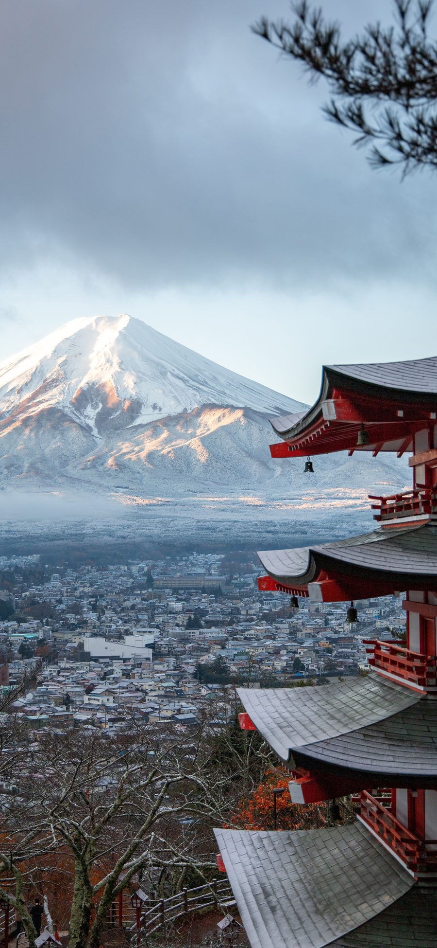 [2436×1125]浅草寺 日本 富士山 城市 苹果手机壁纸图片