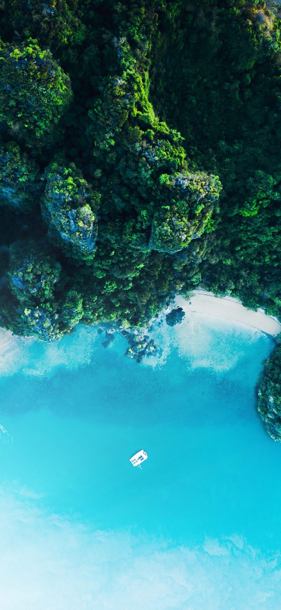 [2436×1125]海岛 大海 海洋 船舶 航拍 苹果手机壁纸图片