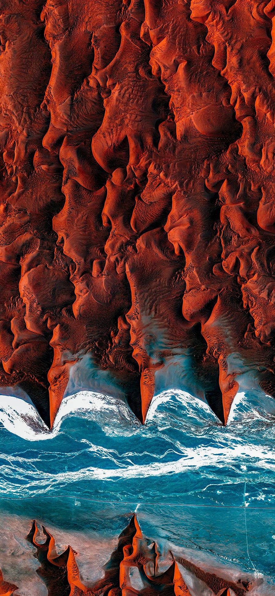[2436×1125]海岸 地貌 地理 大海 纹理 航拍 苹果手机壁纸图片