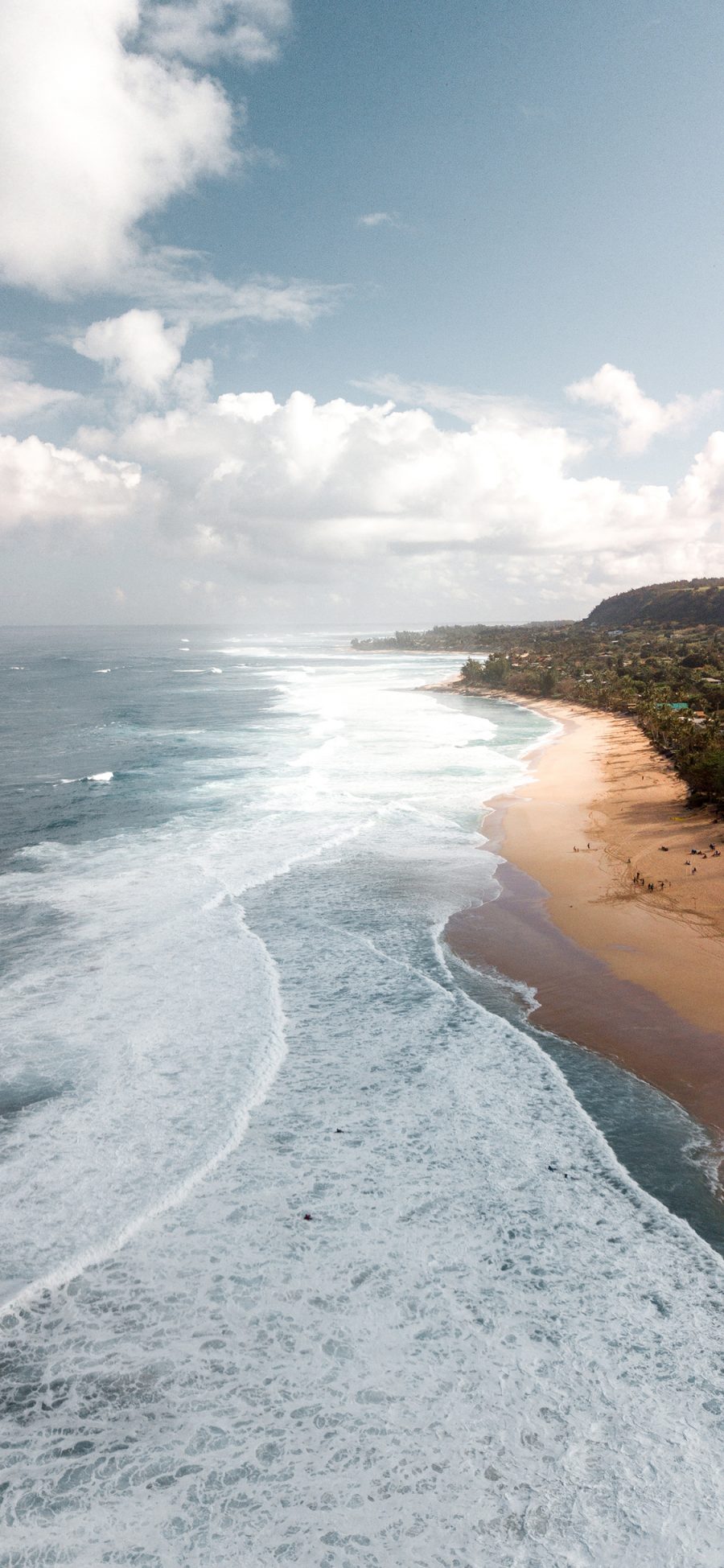 [2436×1125]海岸 海浪 天空 大海 苹果手机壁纸图片