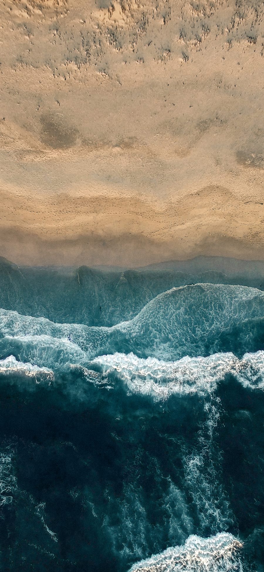 [2436×1125]海岸 海浪 沙滩 浪花 苹果手机壁纸图片