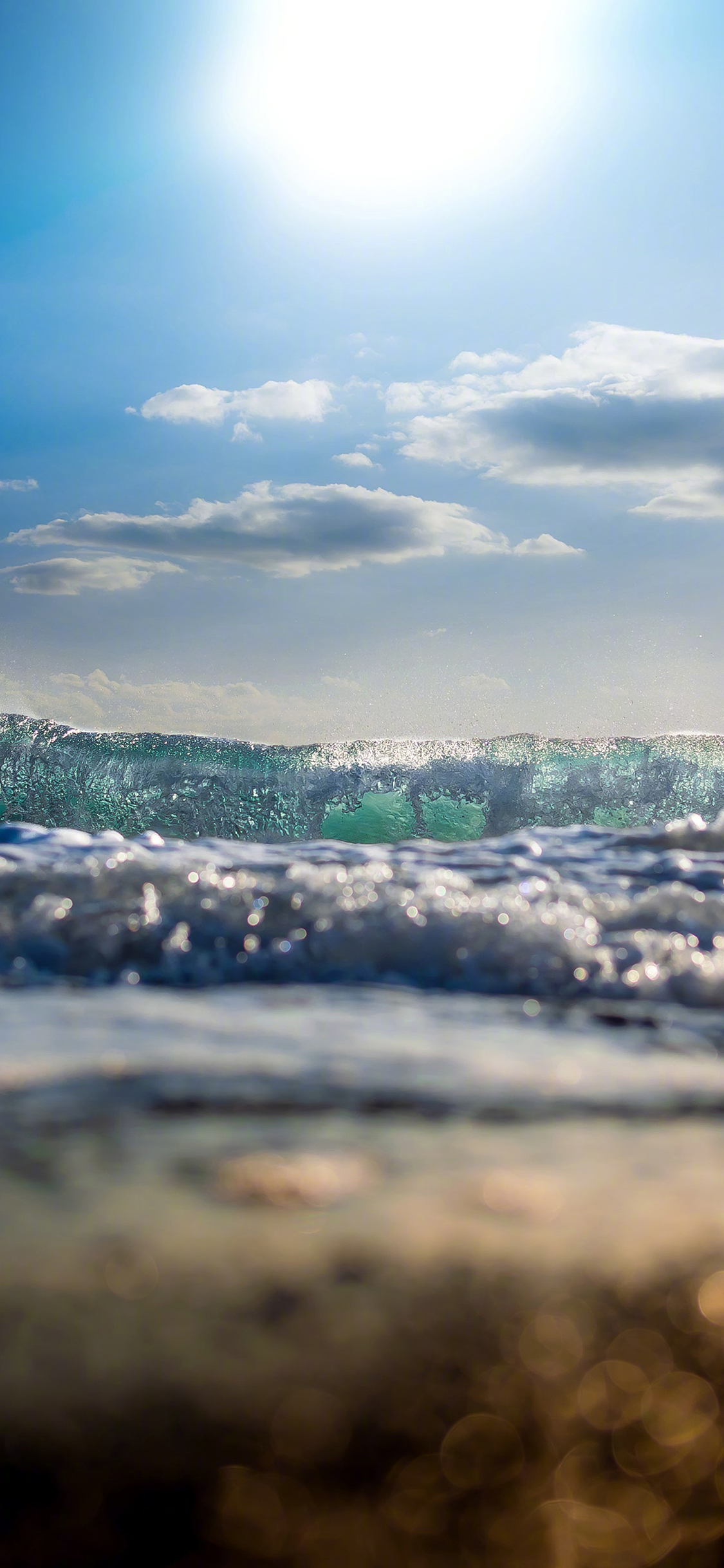 [2436×1125]海水 大海 海面 浪花 苹果手机壁纸图片