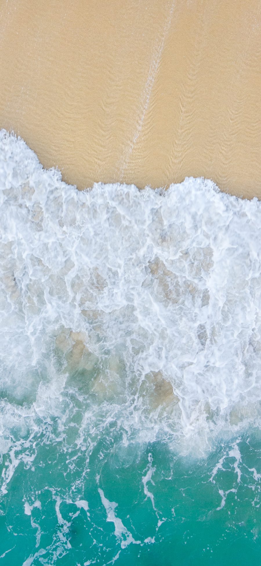 [2436×1125]海水 湛蓝 浪花 海滩 苹果手机壁纸图片