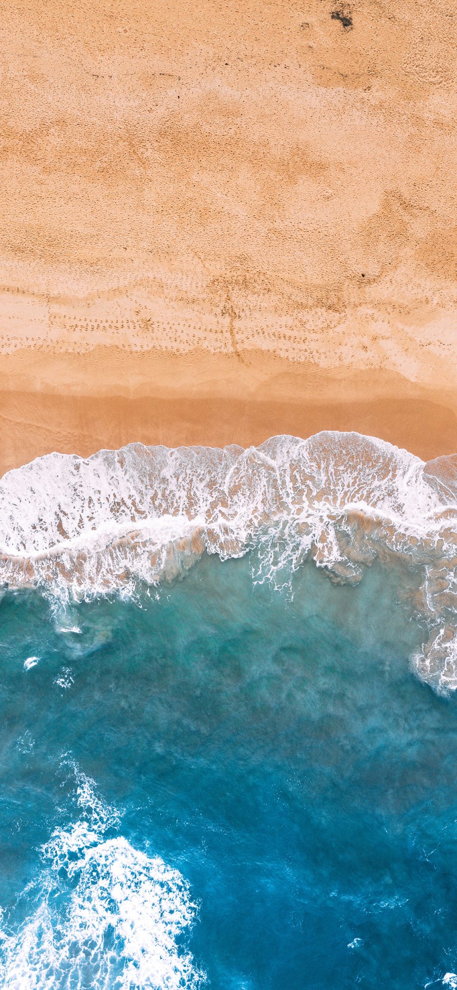 [2436×1125]海浪 海水 沙滩 俯拍 苹果手机壁纸图片