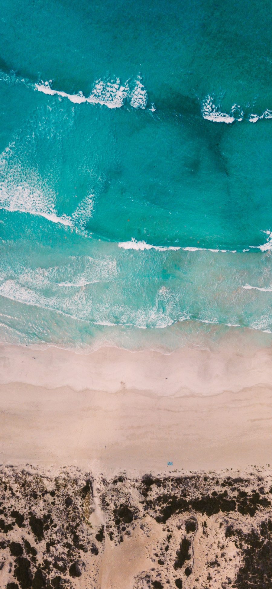 [2436×1125]海滩 海水 海浪 俯拍 层叠 苹果手机壁纸图片