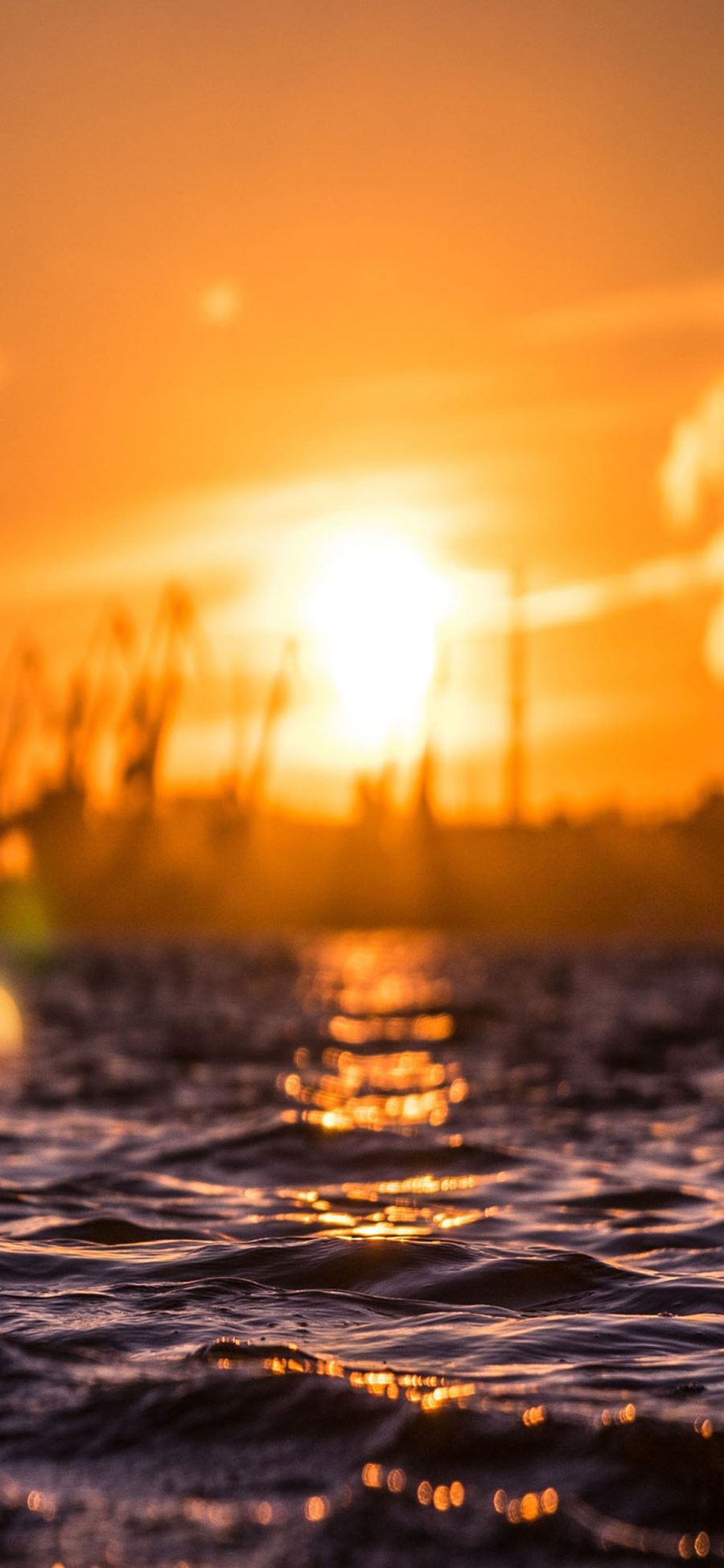 [2436×1125]海边 夕阳美景 波光粼粼 苹果手机壁纸图片