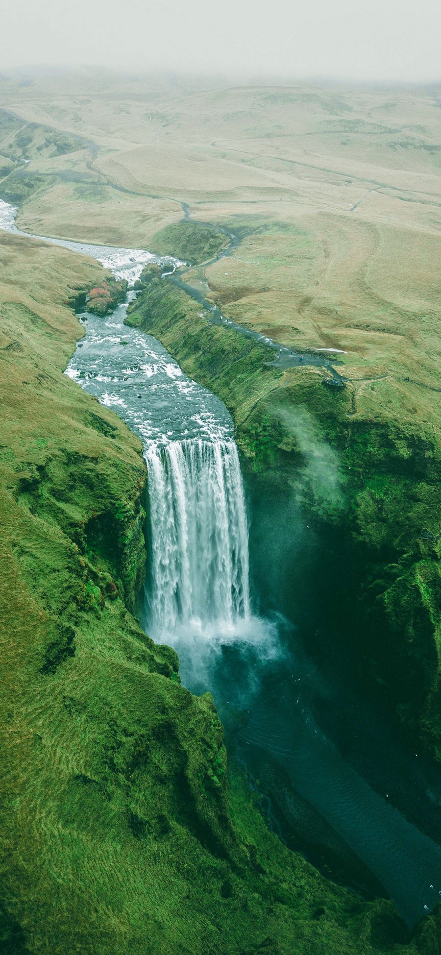 [2436×1125]瀑布 流水 山野 山谷 苹果手机壁纸图片