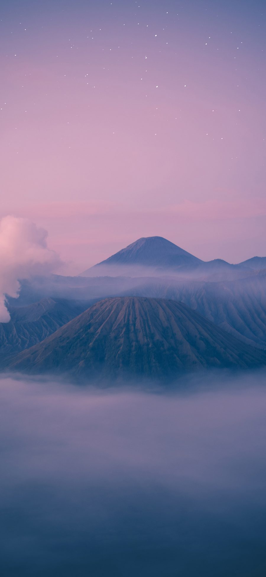 [2436×1125]火山 云层 山脉 星空 烟雾 苹果手机壁纸图片