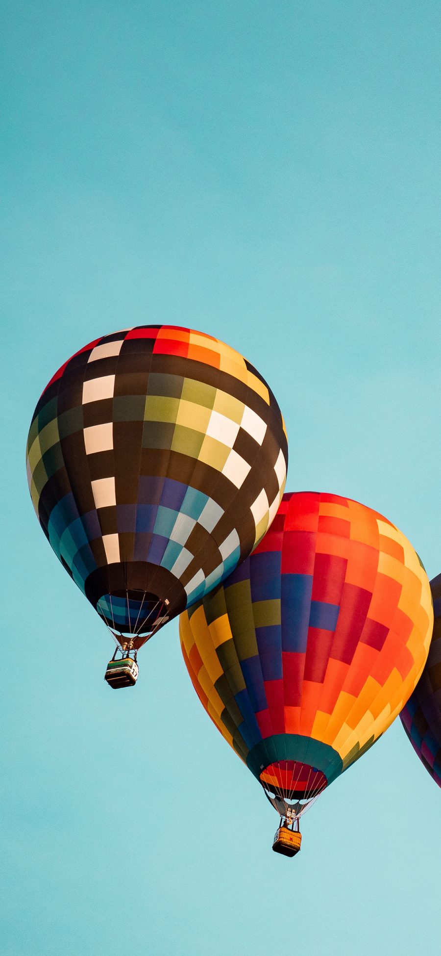 [2436×1125]热气球 天空 高空  色彩 苹果手机壁纸图片