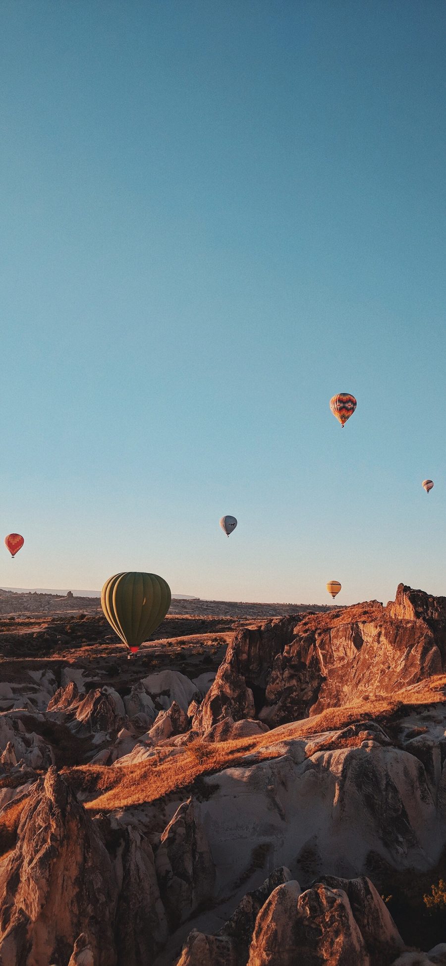 [2436×1125]热气球 飞行 山脉 山峰 苹果手机壁纸图片