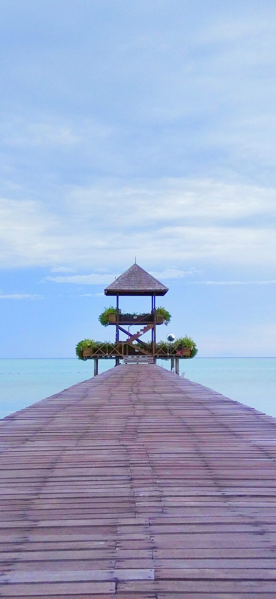 [2436×1125]码头 风景 大海 观景台 唯美 苹果手机壁纸图片