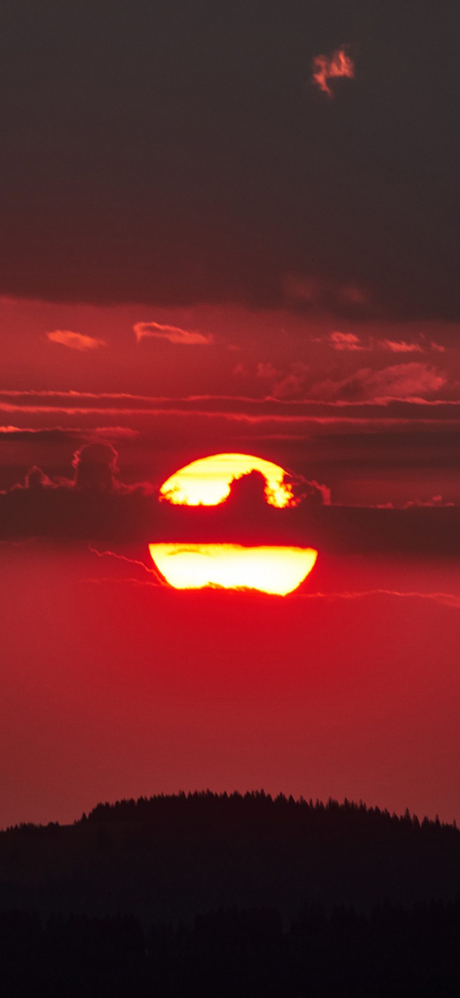 [2436×1125]红霞 日出 唯美 天空 苹果手机壁纸图片