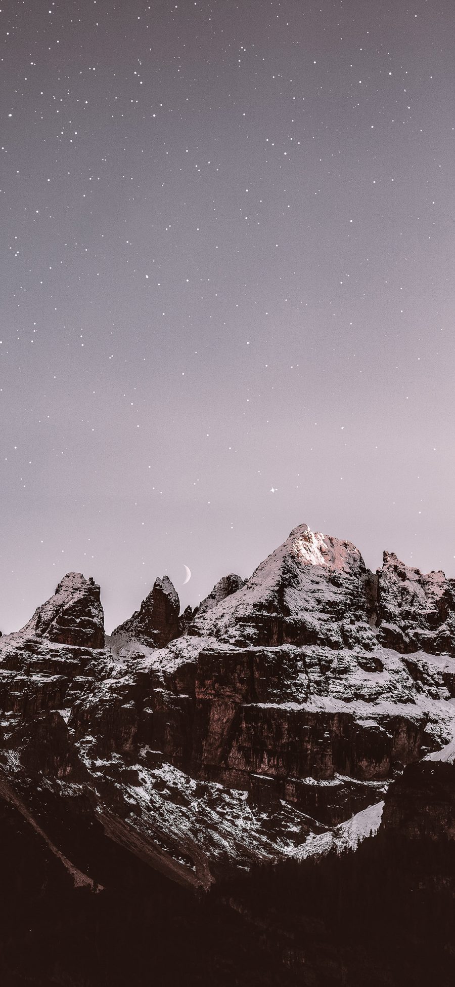 [2436×1125]自然 星空 山峰 美景 白雪 苹果手机壁纸图片